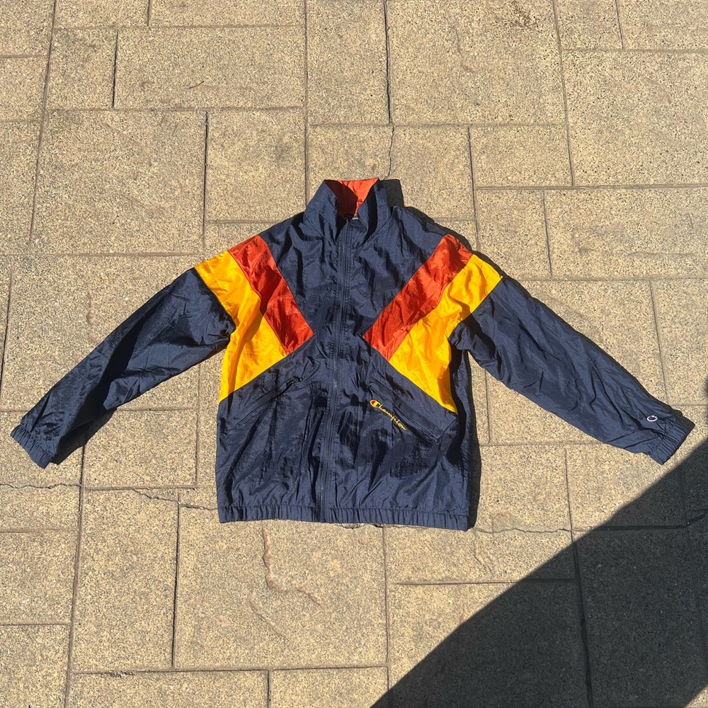 vintage navy,red,yellow champion windbreaker